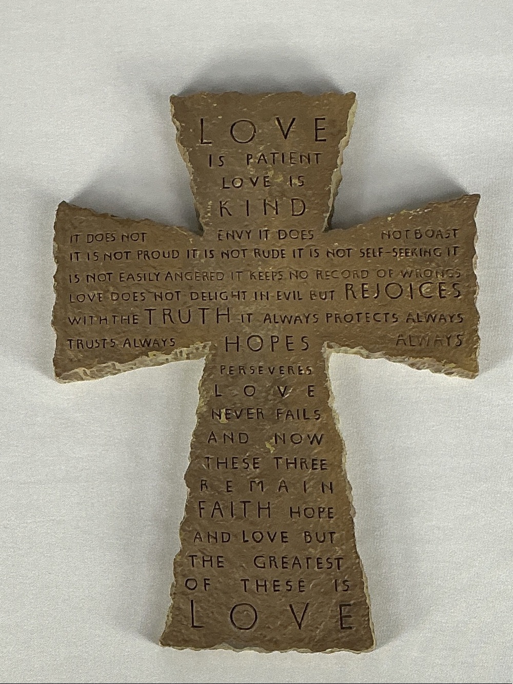 Vintage Zondervan Inspirio Love Is Patient Scripture Wall Cross 1 Corinthians